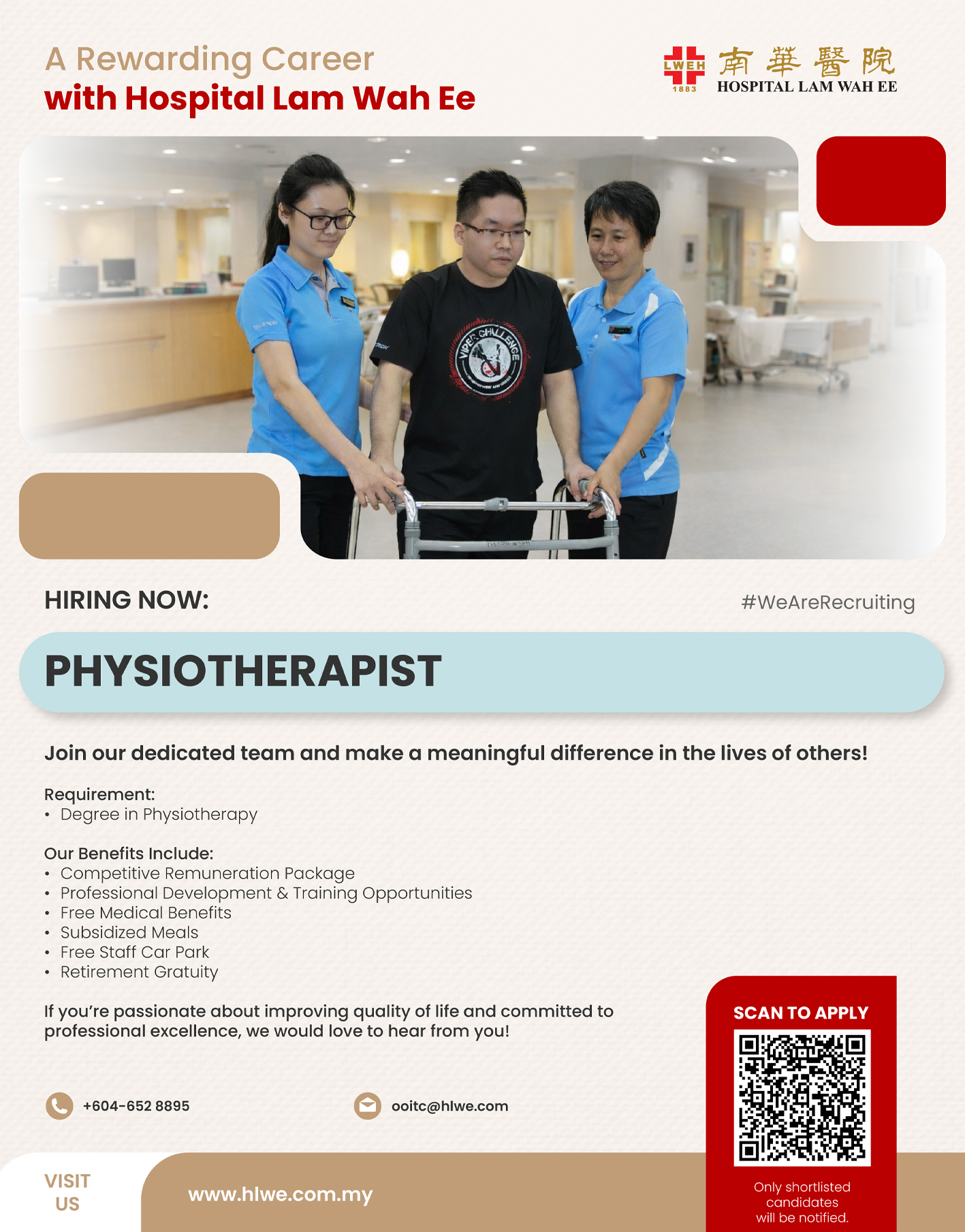 Hiring now Physiotherapist Degree in Physiotherapy
